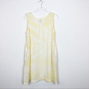 Linen Tie Dye Shift Dress • Yellow and White sz L